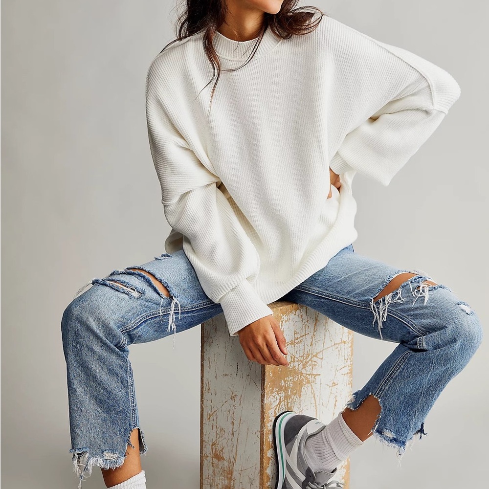 NWOT Free People Easy Street Tunic - color Painted White